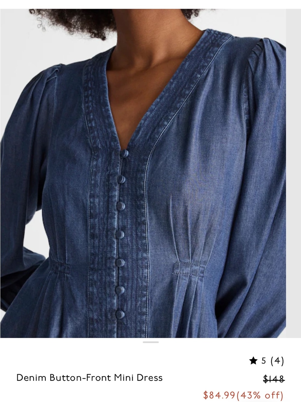 🌼 NWOT Madewell Indigo Blue Button-Front Denim Dress size 2 Cottagecore - Picture 10 of 11